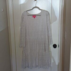 Lilly Pulitzer Geanna Scallop Swing Dress Resort White Scalloped Shell Lace XXL